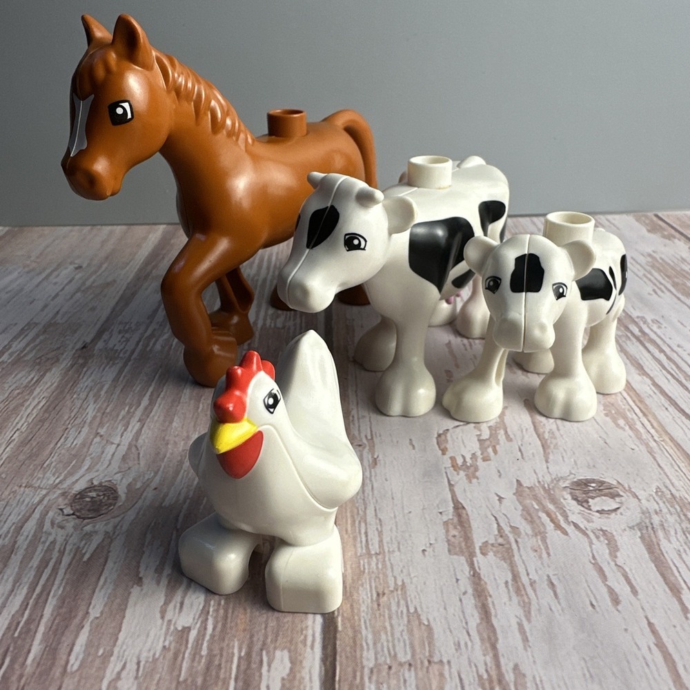 LEGO Duplo Farm Animals Lot Of 4 Cow, Horse And Chicken
